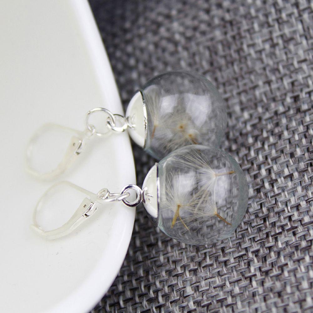 Серебряные серьги из хрустального стекла с высушенными цветами одуванчика, серьги с вечным цветком для девочек