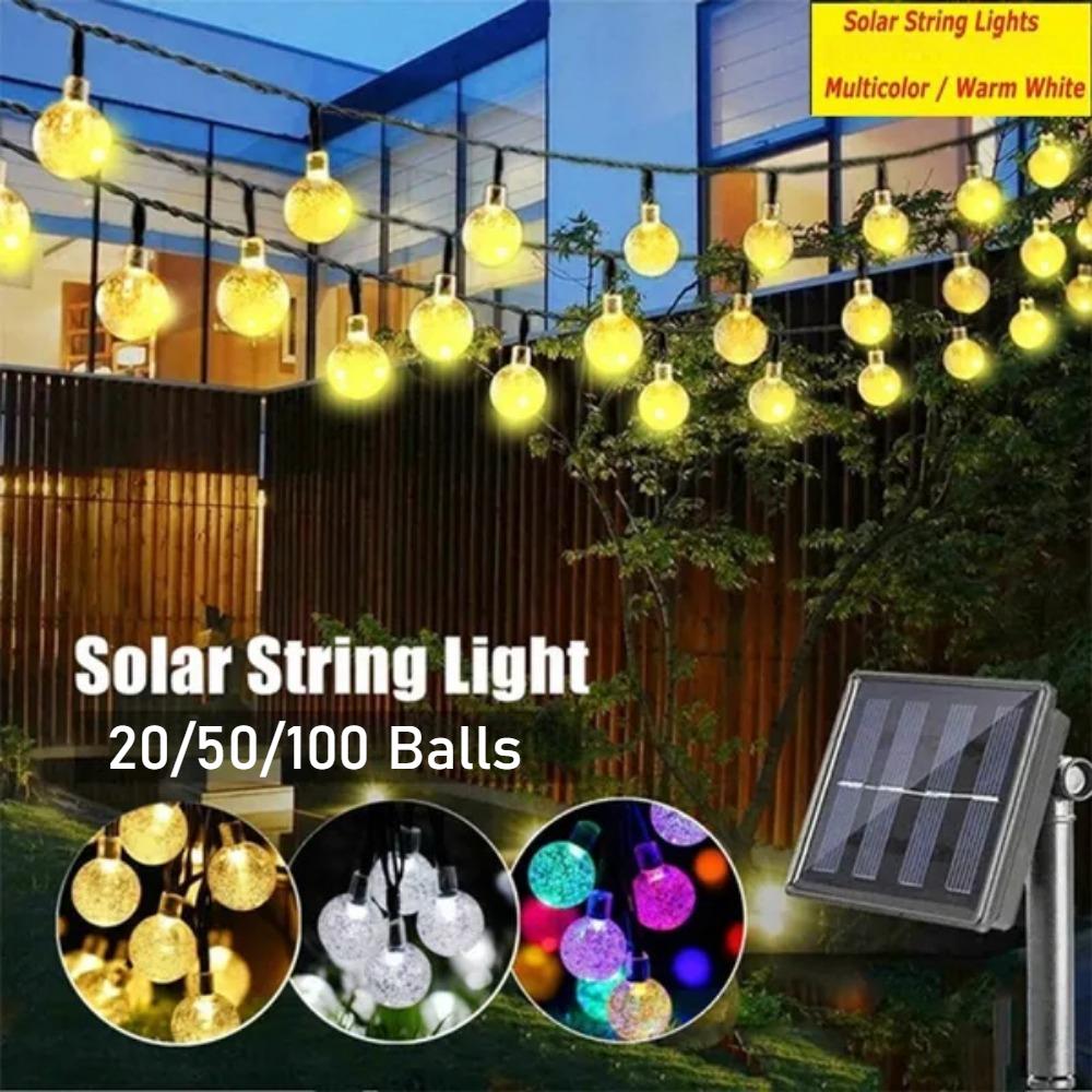 20/50/100 шаров Садовые солнечные огни 8 режимов Водонепроницаемые гирлянды Наружные сказочные огни Глобус Хрустальные шары Декоративное освещение для сада