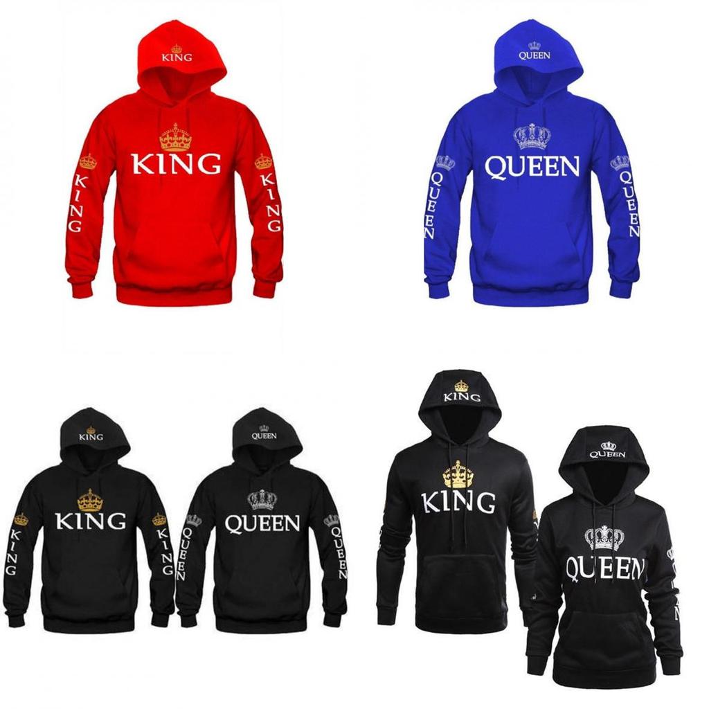Stylish Cotton Hooded Sweatshirt For Couples Printed Long Sleeve Pullover For Fall