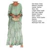 Summer Spring Women Dress Three Quarter Dolman Sleeve Fake Two-piece Multi-layer Hem Loose O Neck Printed Loose Chiffon Mesh Daily Party Maxi Dress