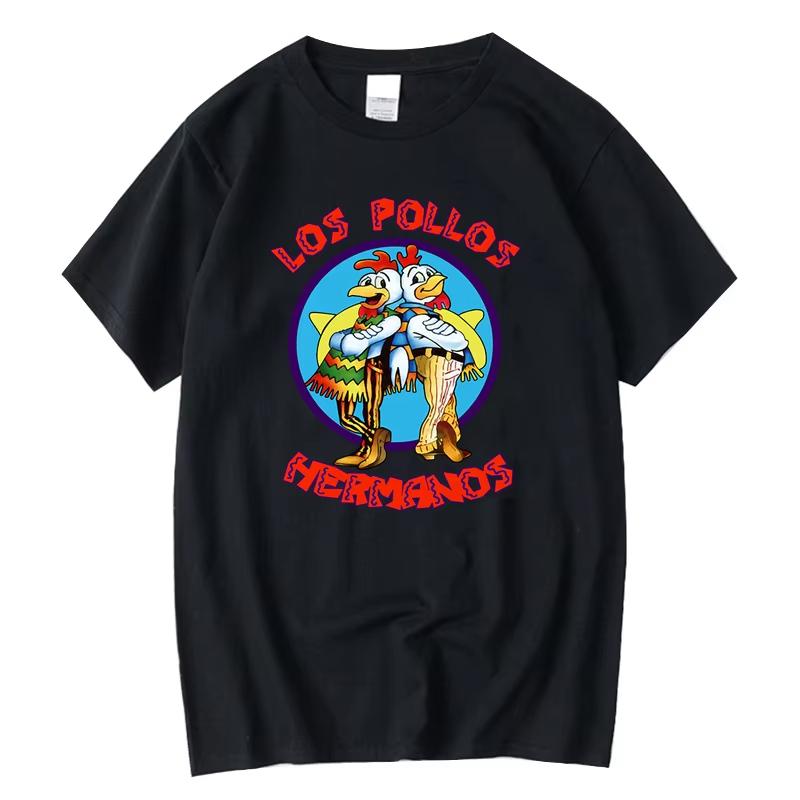 LOS POLLOS Hermanos Смешная футболка с принтом Мужская Модная Повседневная с короткими рукавами Летняя Хлопковая Дышащая Футболка Братья-куры Футболки