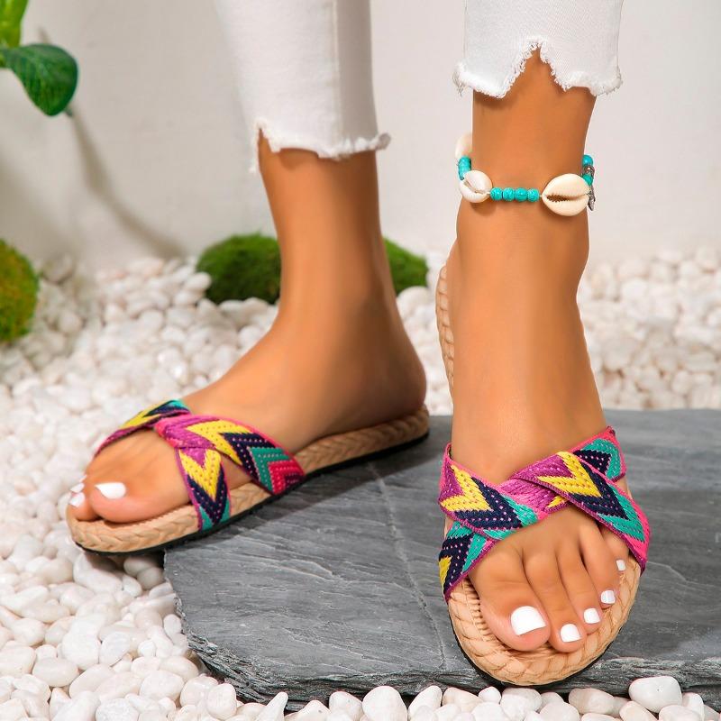 Fashion Natural Linen Slippers Summer Home Indoor Sandals Men's Women's Unisex Spring and Autumn Couples Landing Guests Flax Non-slip