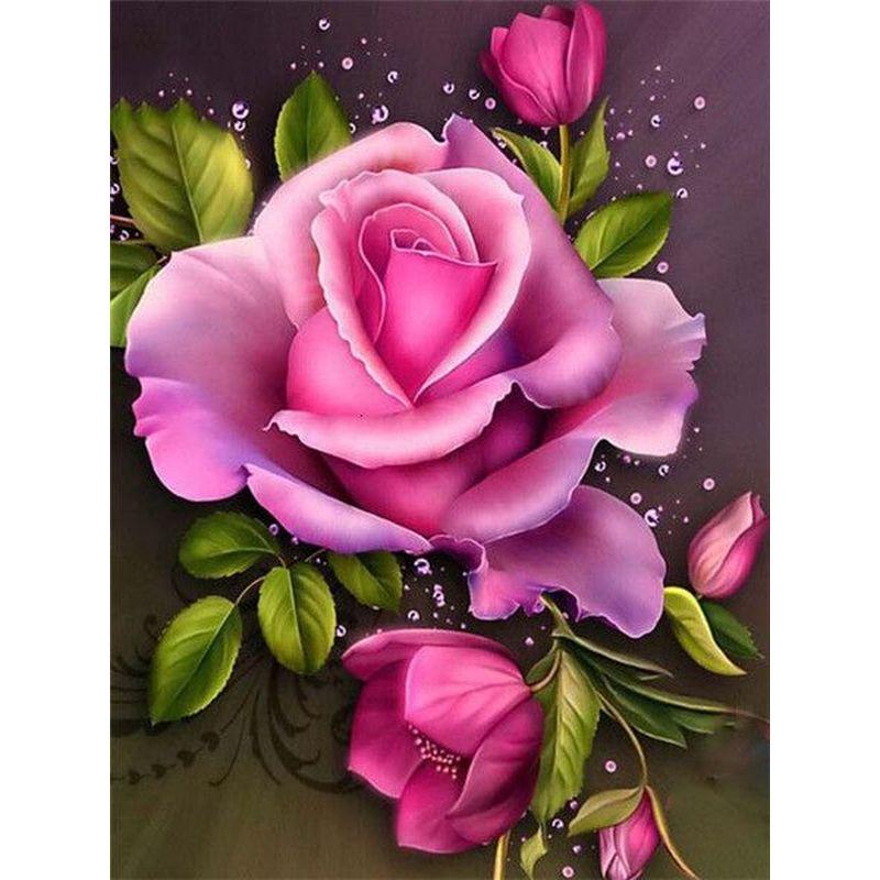 Diy Diamond Flower 5d Painting Vase Cross Stitch Kit Diamond Embroidery Rose Rhinestone Mosaic Art Picture Home Decoration Gift