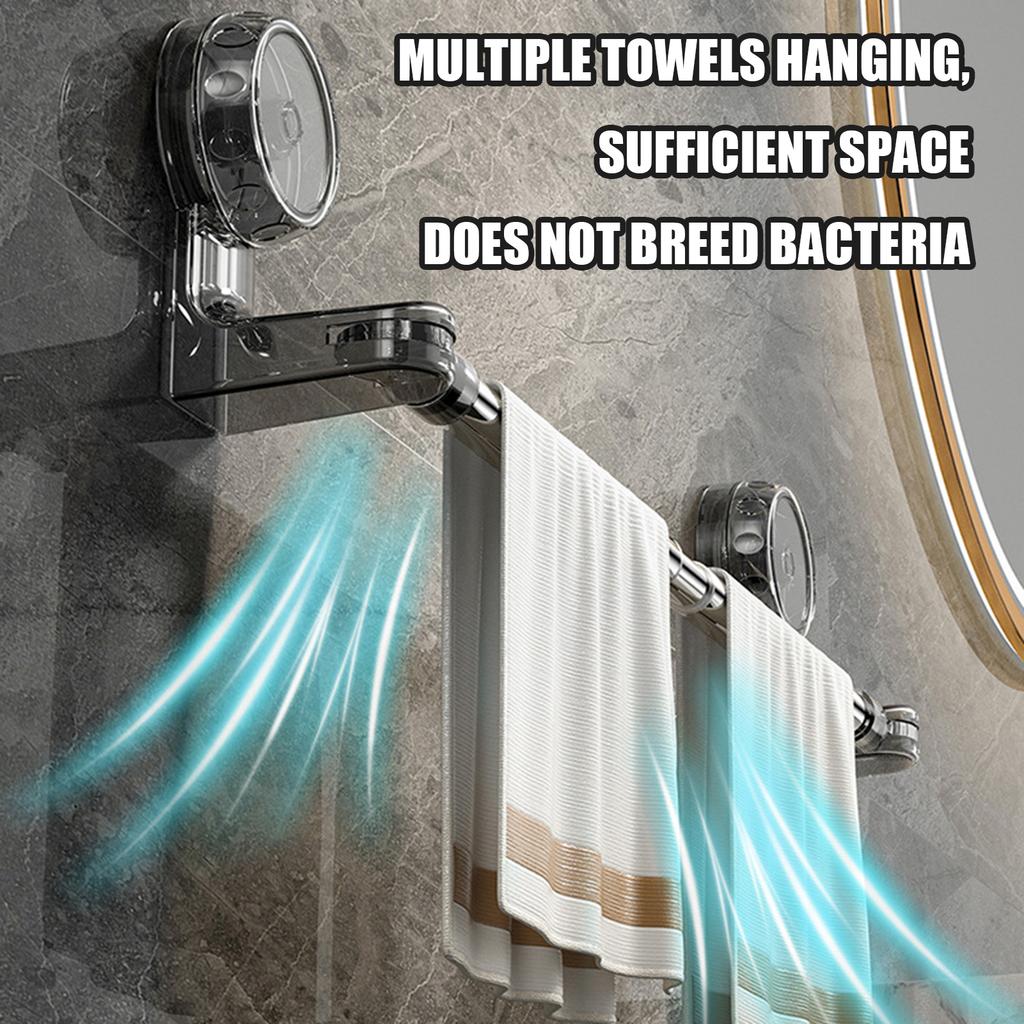 Retractable Suction Cup Towel Bar Bathroom Sturdy Wall Mounted Towel Bar Holders for Shower Bathroom Towl Storage Supplies
