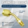 Brass 45° 3Pcs Refrigerant Charging Adapter Fit for R-32/R-454B A2L Tank | 1/4" Left Hand Female to 1/4" Right Hand Male