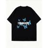 White Oversized T Shirt With Blue Butterfly Print And Todo Giant Text For Casual Wear
