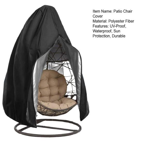 Чехол на кресло-яйцо для патио с застежкой-молнией, водонепроницаемый, устойчивый к УФ-излучению чехол на шнурке, устойчивый к атмосферным воздействиям, наружный плетеный чехол на кресло-качели в виде яйца