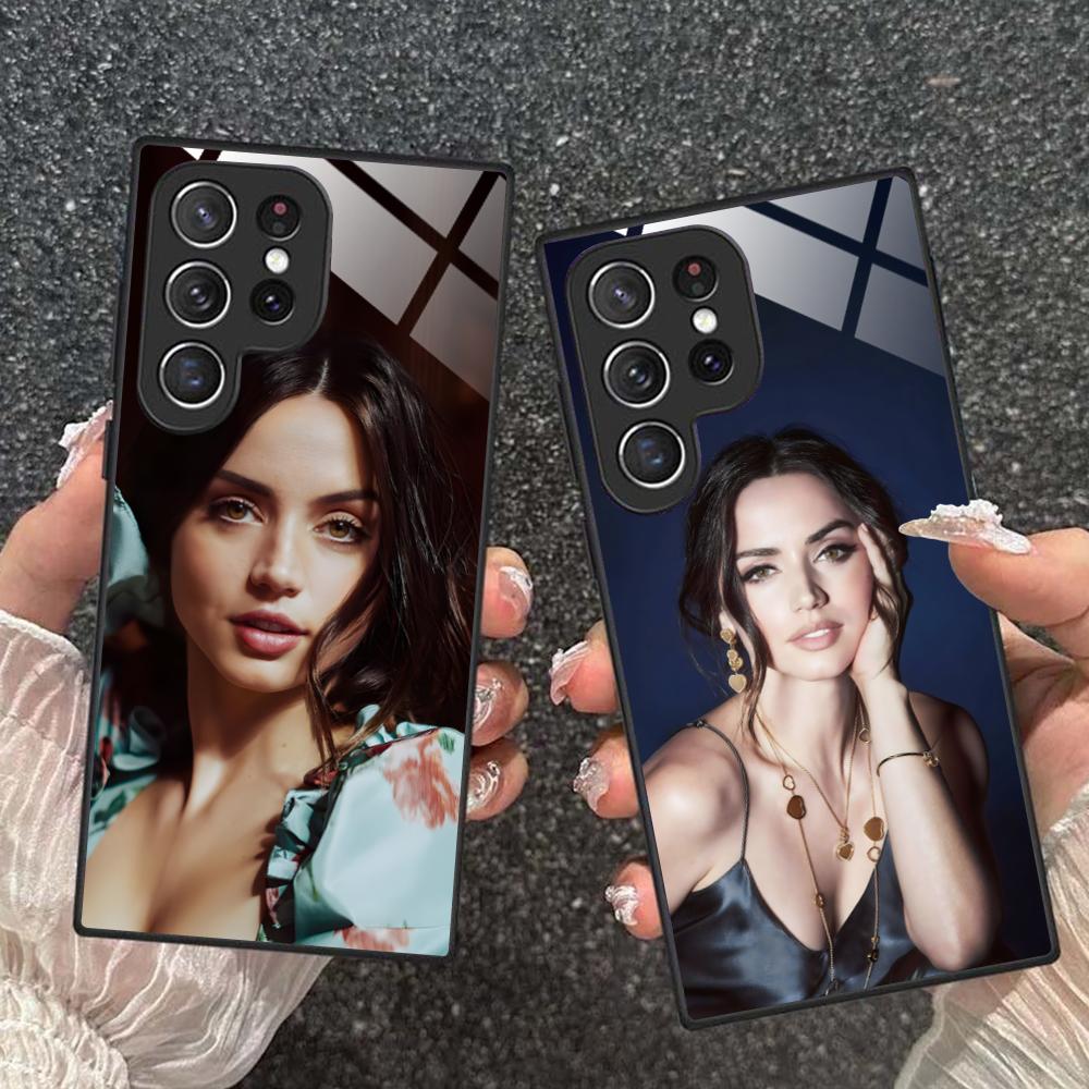 Стеклянный чехол для мобильного телефона Ана де Армас для Samsung Galaxy A56 55 54 53 52 51 36 35 34 23 16 15 5G Цветная обложка