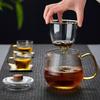 Pokaro Tea Melon Teapot, Heat-Resistant Glass, Heat-Resistant (170°C), Microwave-Safe, 570ml, with Tea Strainer and Lid, Wooden Knob, Suitable for