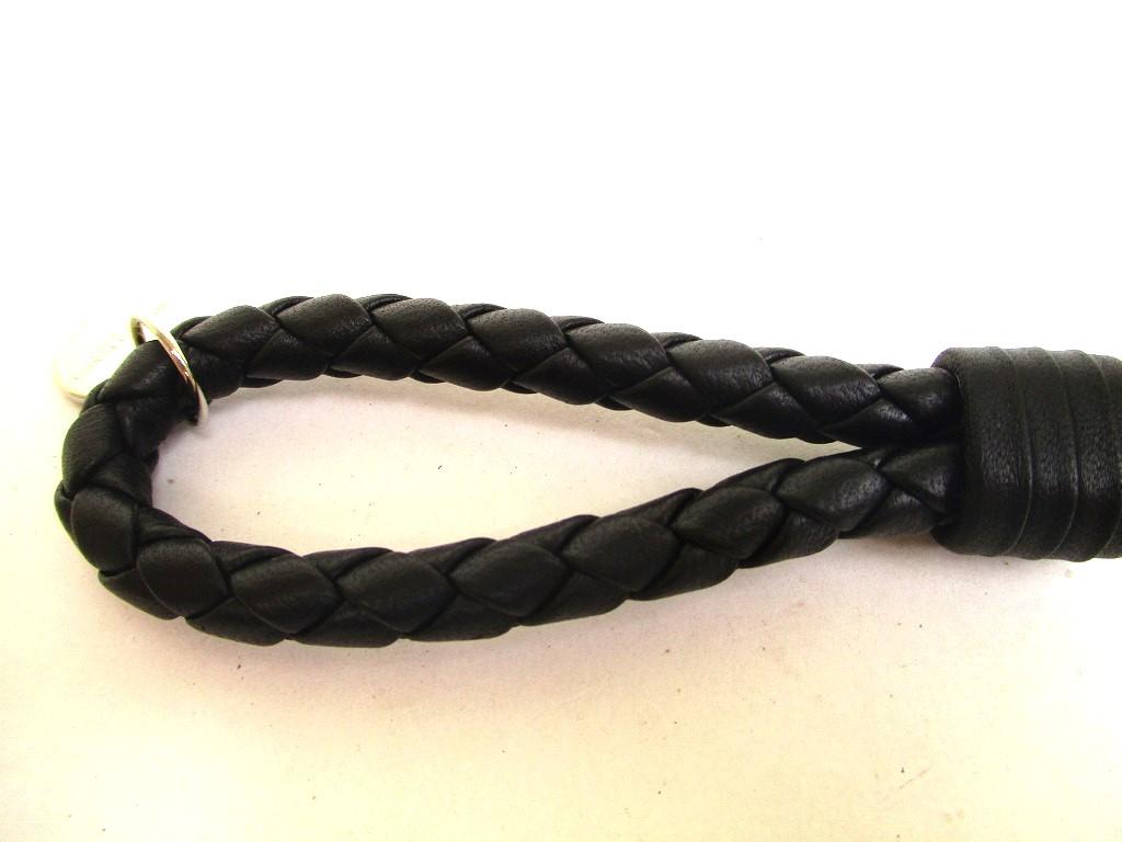 Оригинальный брелок для ключей BOTTEGA BENETA Intrecciato из черной кожи #a162, восстановленный