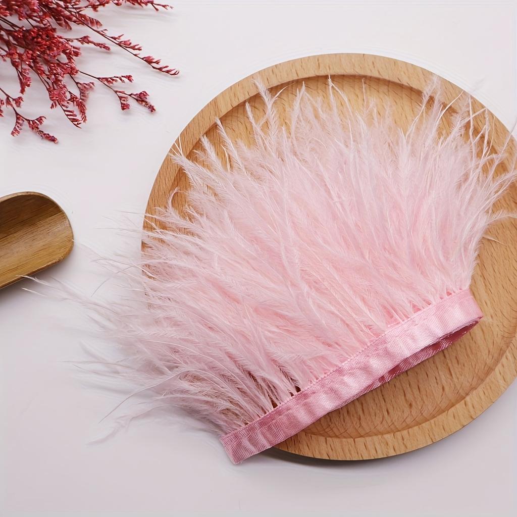 1Meter Real Pink Ostrich Feather Fringe 8-10CM Fluffy Feather Tassel Trim for Clothing Sewing DIY Dress Decoration Accessories