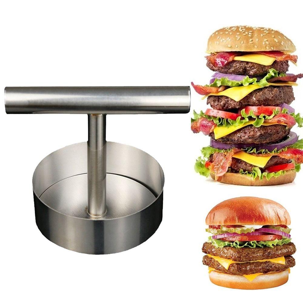 Round Stainless Steel Hamburger Press Non-Stick Manual Meat Pie Press Mold Patties Maker Steak