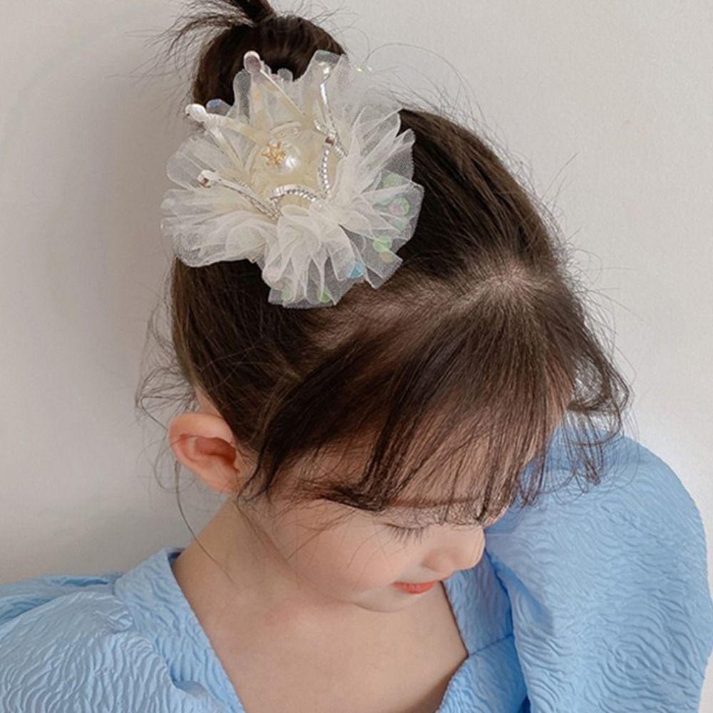 Lovely Sweet Zinc Zinc Alloy Rhinestone Gauze Tiara Crown Hair Clip Headwear Hair Accessory Girl Hairpin