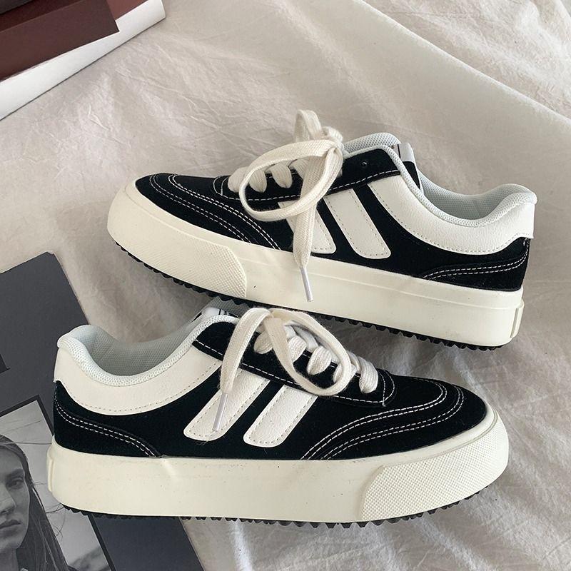 Spring and Autumn Retro Red Board Shoes Women's Versatile Casual Canvas Shoes Hong Kong Style Shoes Women