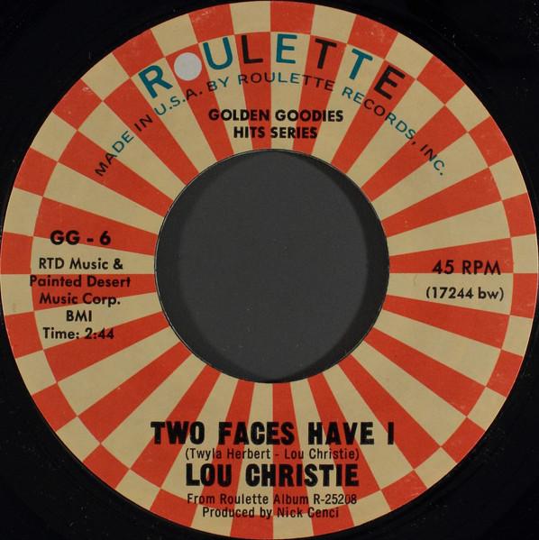 7-дюймовая пластинка LOU CHRISTIE У меня два лица Цыган плакал GG6 Roulette Американский Рок Б/У