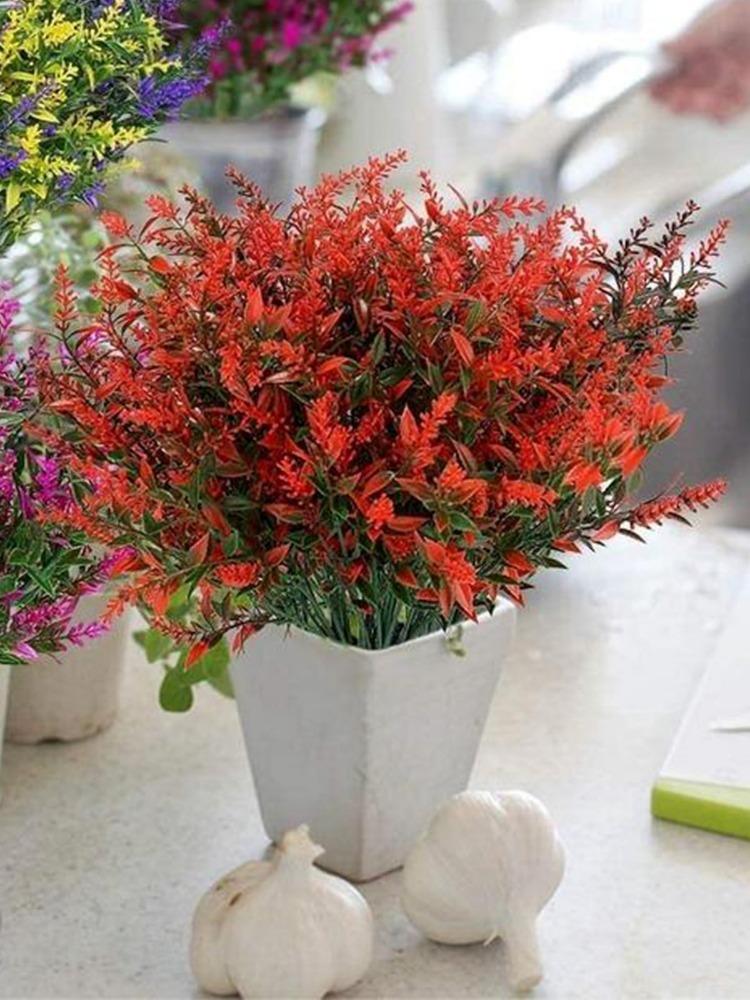 Искусственная лаванда, 8 связок/упак., устойчивые к ультрафиолетовому излучению, искусственные цветы, искусственные пластиковые цветы для подвесных растений, сад, крыльцо, окно, свадьба, уличный декор