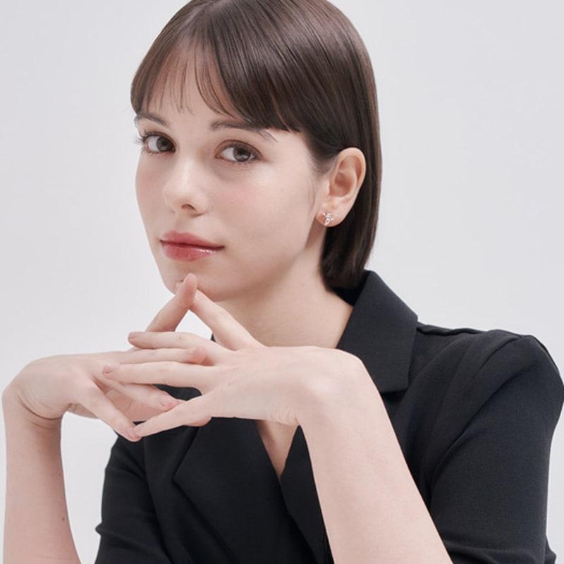 CRANNE 14K GF Серьги-сердечки с кубическим камнем C24EGF214