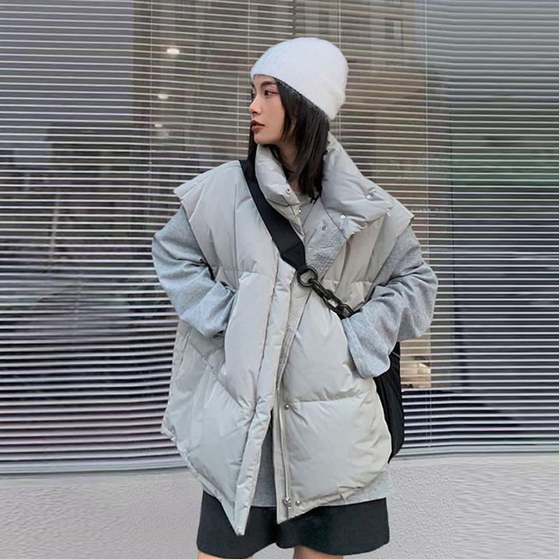 Женский жилет на молнии для офиса, свободный толстый теплый жилет с подкладкой, зимний пуховый хлопковый жакет без рукавов