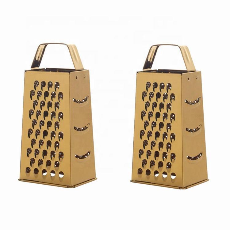 Kitchen Chef Tool 4 Sides Stainless Steel Gold Color Food Grater With Vegetables