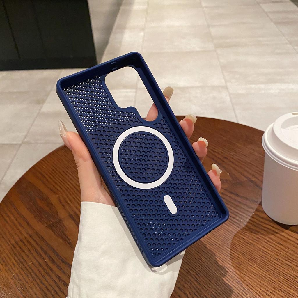 Охлаждающая сетка в виде пчелиных сот, подходит для Samsung S25 Ultra, чувствительный к коже магнитный чехол для телефона S24 Ultra, противоударный защитный чехол