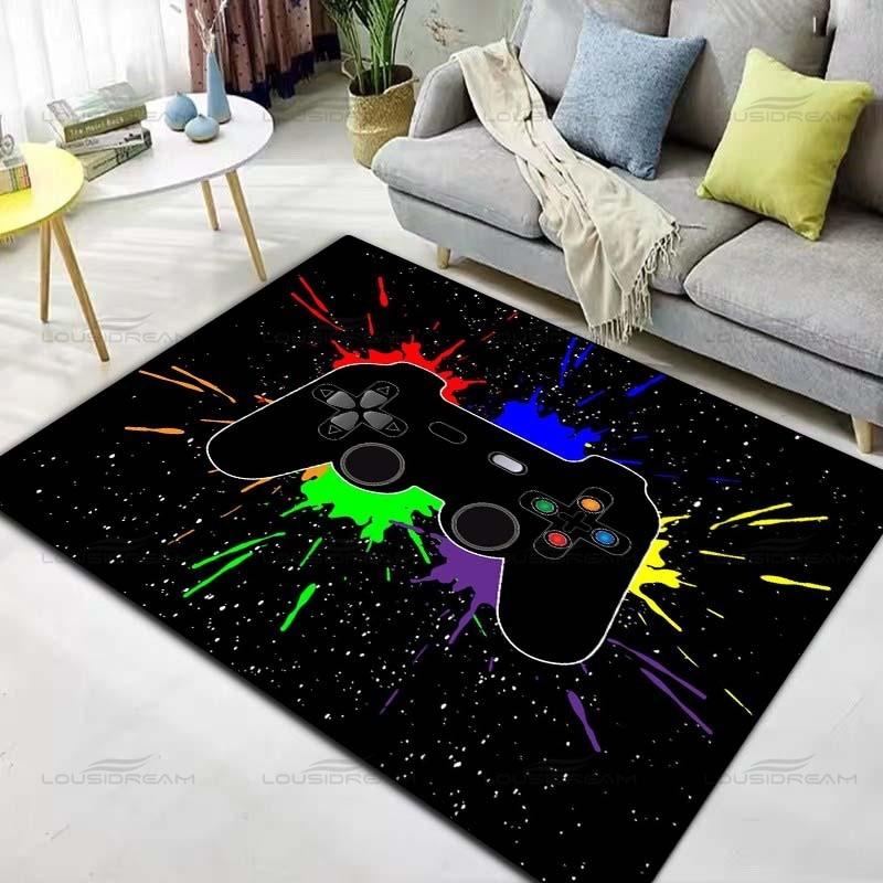 Cartoon Game Controller Decorative Rug Square Flannel Gaming Carpet Modern Home Living Room Floor Mats Bedroom Rug