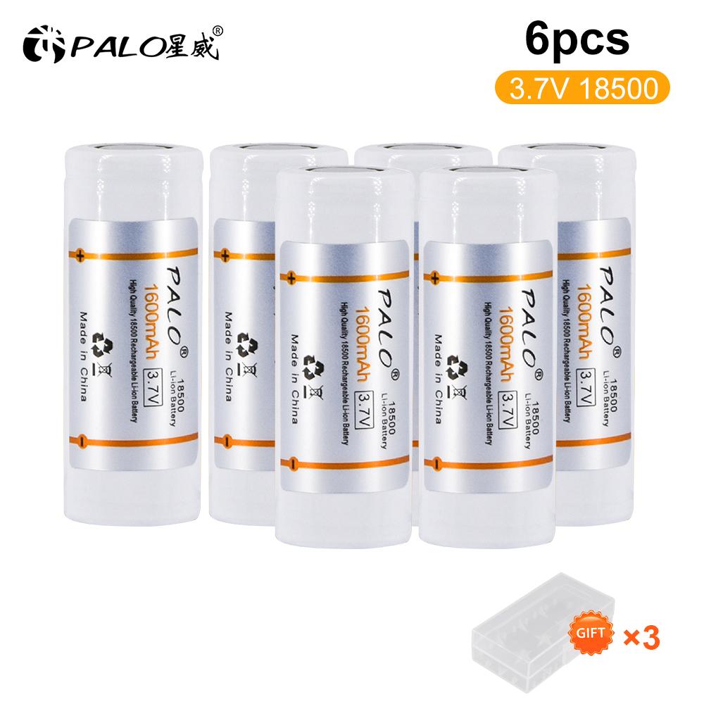 PALO 3.7V 18500 Li-ion Rechargeable Battery 18500 1600mAh 3.7V Lithium 18500 Li-ion Batteries for LED Flashlight