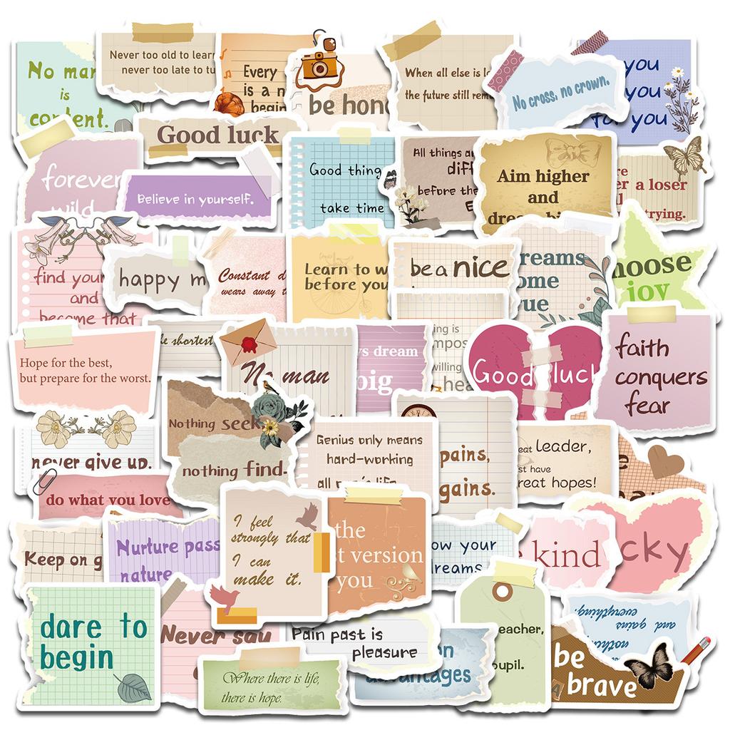 50 Hand-Torn Inspirational Text-On-Video Special-Shaped Stickers Diy Handbook Luggage Notebook Decorative Stickers
