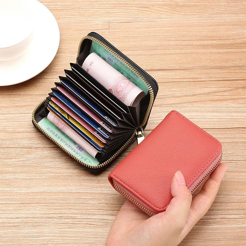 Anti-Demagnetization Zipper Wallet: Unisex Compact Card Sleeve with Multiple Card Slots, Bank ID Holder, Large Capacity, and Driver's License Pocket