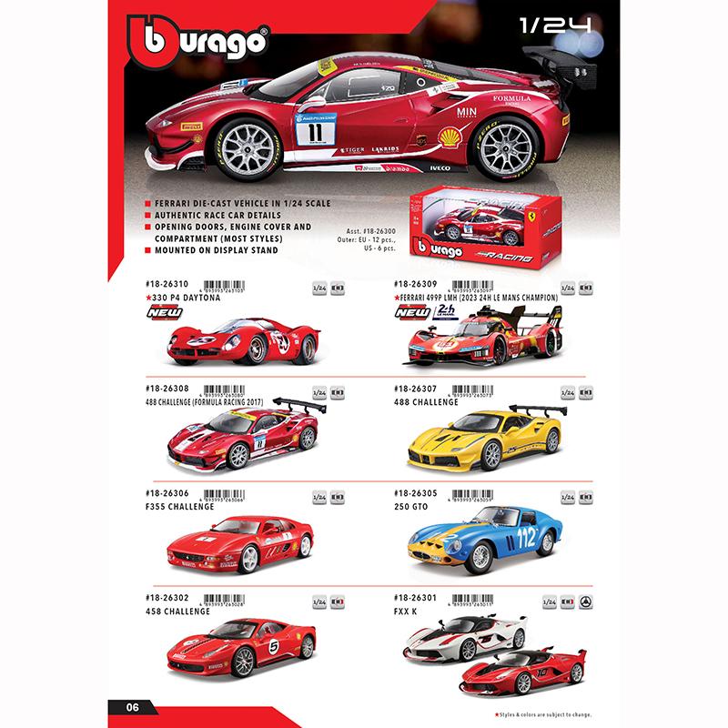 Ббураго 1:24 Ferrari 499P #83#51 330 488 250 FXXK 458 Автомобиль из сплава Модель автомобиля Игрушка Коллекция Подарок Множество стилей на выбор