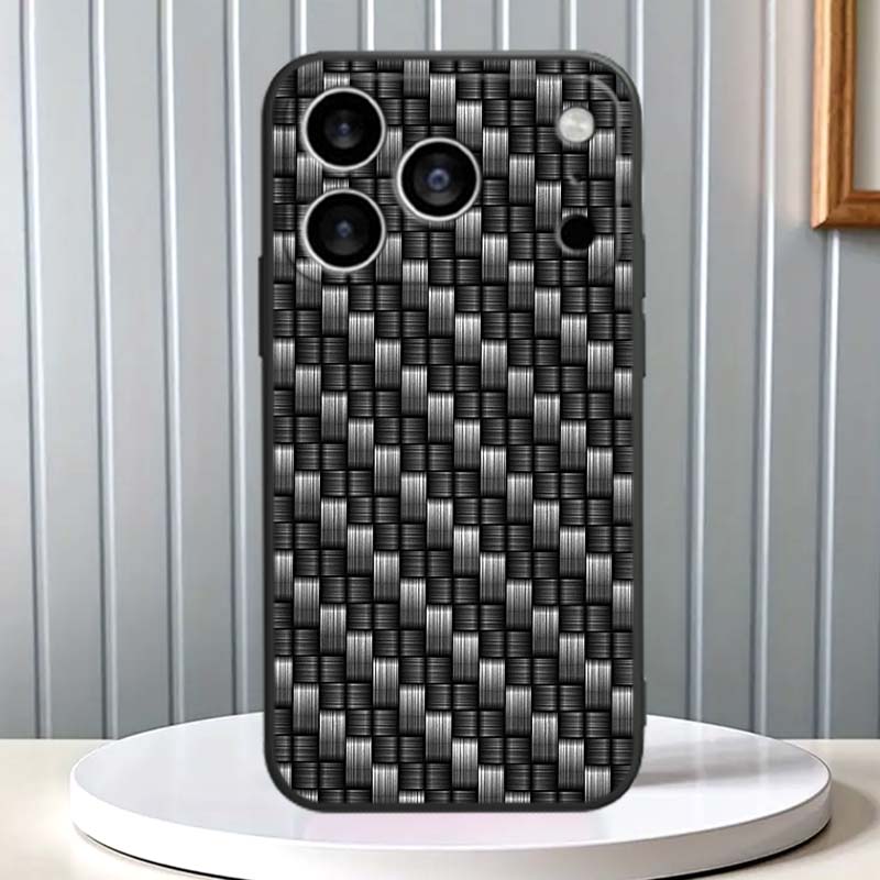 Черный резной плетеный текстурный чехол для телефона Apple iPhone 17 16 16E 15 14 13 12 11 Pro Max Plus Черный мягкий силикон