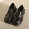 Women Loafers British Leather Shoes Platform Slip-on Thin Shoes Thick Sole Wide Heels Lolita Flatform Shoes Preppy Style Loafers