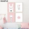 Rabbit Bunny Giraffe Star Posters Prints Nursery Wall Art Bedroom Picture Animal Canvas Painting Nordic Kid Baby Girl Room Decor