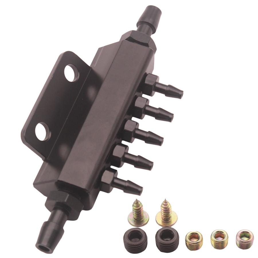 NEW 5 Port Car Vacuum Block Intake Manifold Fuel Gas Wastegate Turbo Boost Black