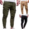 Cargo Pants Solid Color Drawstring Men Loose Multi Pockets Sweatpants for Daily Wear
