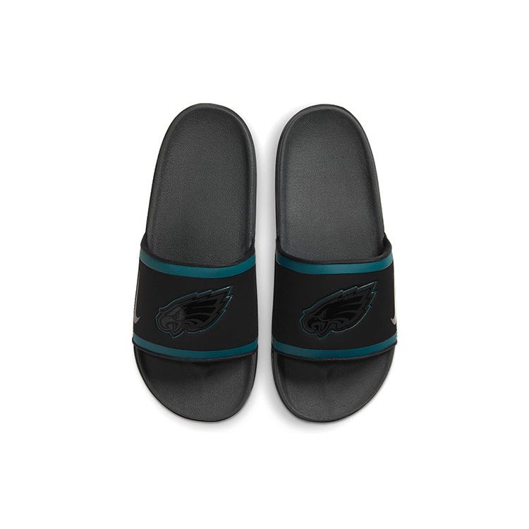 Nike Кроссовки мужские NFL x OffCourt Slide Philadelphia Eagles 2022 черные спортивные-бирюзовые белые DD0523-001
