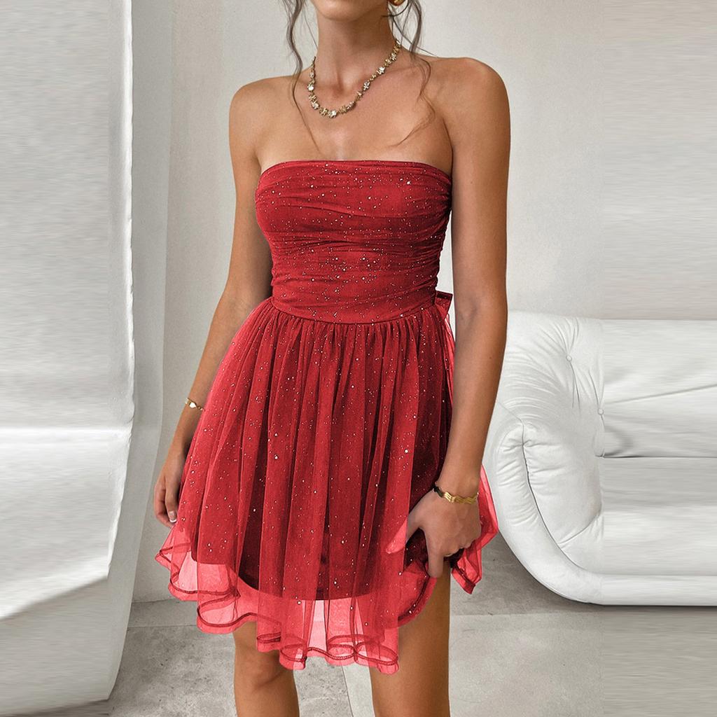 Женское модное короткое платье с сетчатым платьем на груди