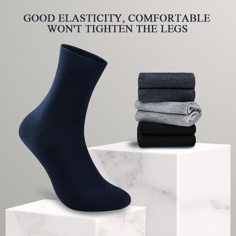 1/5 пар мужских деловых хлопковых носков средней длины, черные, белые, мужские, дышащие, для всех сезонов, большого размера