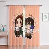 Hot-Blooded Girl Anime Printed Curtains Suitable For Children's Room Dormitory Living Room Study Room Decorative Curtains 2 PCS