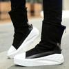 Thick Soled Men's High Top Shoes Fashionable Black and White Versatile Style Youth Outdoor Party Leisure Walk Office Shoes