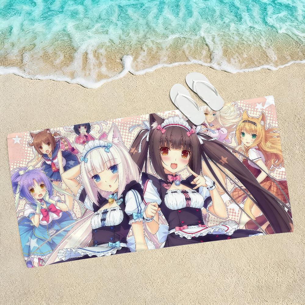 Красивая Девушка Аниме N-Nekopara Полотенце Полотенца Для Пляжей Йога-Студий Залов Горячих Источников Бассейнов И Пикников