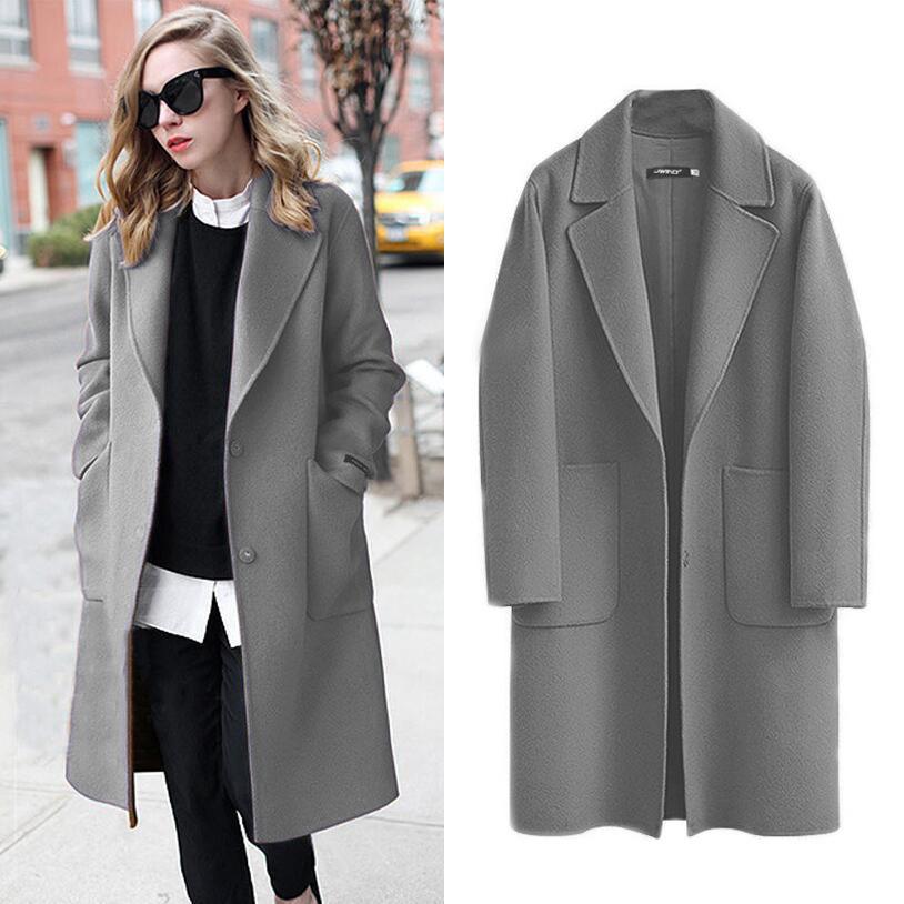 Autumn and Winter Women's Double-sided Coat European and American Long Loose Coat Ladies Coat