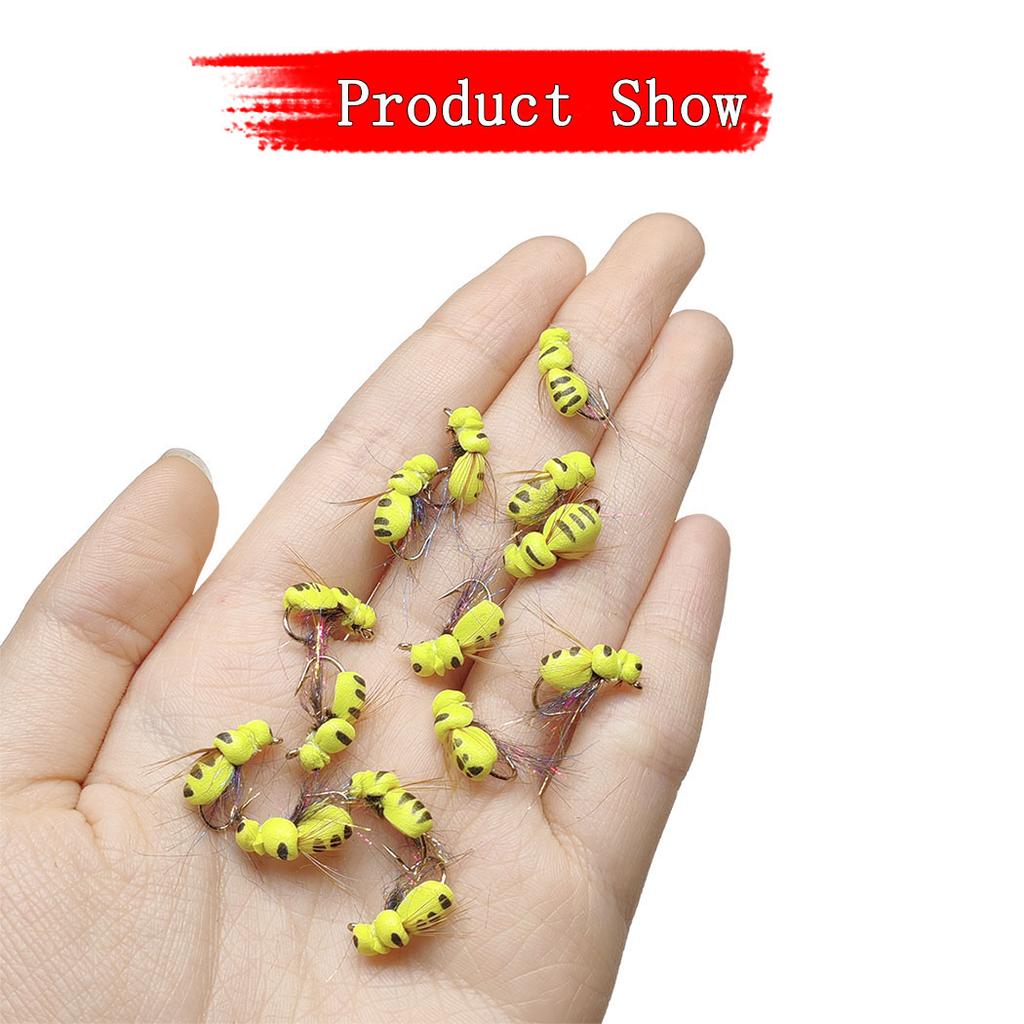 5/10Pcs/With Flies Box-Dry Fly Floating Bumblebee Fishing For Carp/Trout Fly Lure Bait Carbon Steel Hook-Size#10