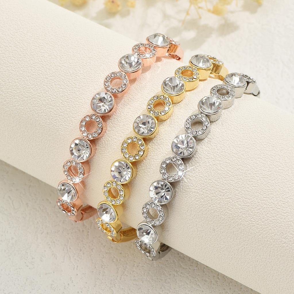 Rose Gold Retro Bracelet With Diamonds, Geometric Bracelet, Fashion And High-End Temperament, Light Luxury Jewelry.