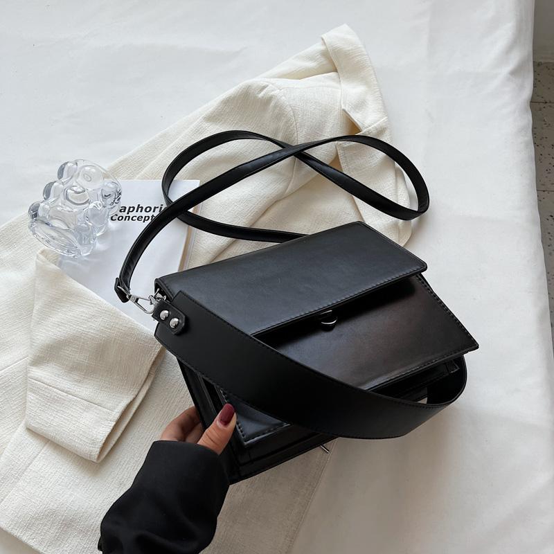 PU Briefcase New Lock Buckle Internal Compartment Zipper Crossbody Bag Fashionable Commuting Large Capacity Shoulder Bags