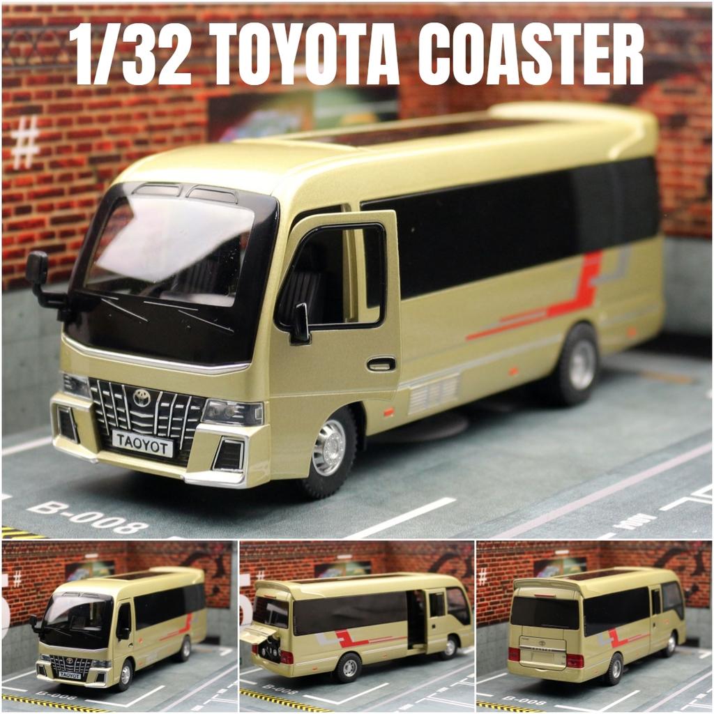 1/32 TOYOTA Coaster Coach Lexury Bus Alphard MPV Toy Car Model for Children Diecast Van Miniature Pull Back Collection Gift Boy