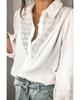 Azura Exchange Lace Hollow-out Splicing Crinkled Shirt
