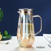 1.4L Diamond Texture Glass Teapot Set Amber Color Hot Cold Water Water Jug Coffee Pot Home Water Carafe Heat-resistant Teapot