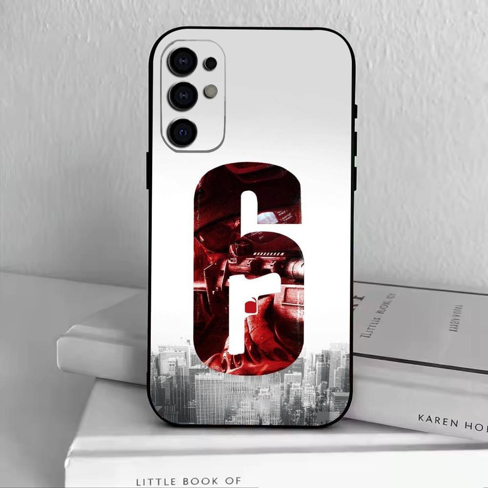 R6 Черный Лед Радуга Чехол для Телефона Для Samsung S25,S24,S21,S22,S23,S30,Ultra,S20,Plus,Fe,Lite,Note,10,Черная Крышка