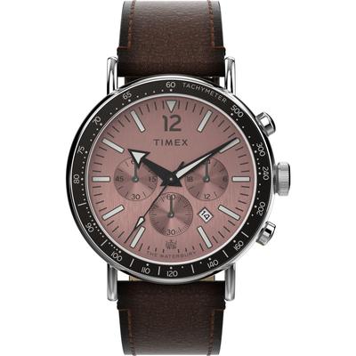 Часы Waterbury Standard Chrono серый циферблат латунь минеральное стекло кварцевые часы бренда TW2W47300 черный [TIMEX] мужские [Товар]