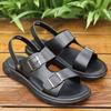 Модные мужские дышащие кожаные сандалии однотонные мужские летние туфли повседневные удобные сандалии с открытым носком мягкие пляжные туфли